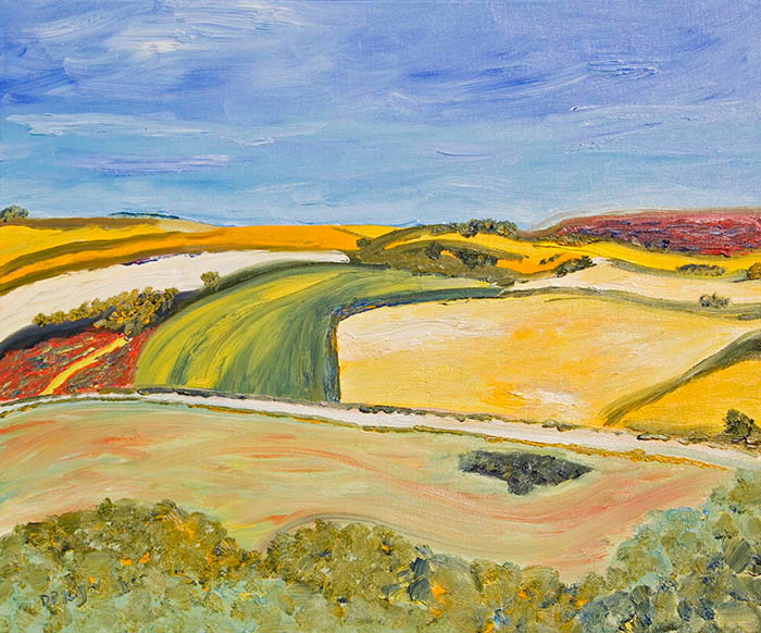 WY2T5430 
 SOLD
Pre-aesthetic. South Downs from Cissbury Ring. Oil on linen 21.5 x 18 inches.