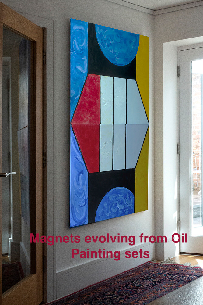 4-evolution starting point example 
 Sample oil paintings forming the series evolution forwards and in reverse.