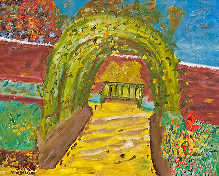 walled garden1a WY2T5366 
 SOLD
Pre-aesthetic. Walled Garden at West Dean. Oil on canvas 16 x 20 inches.