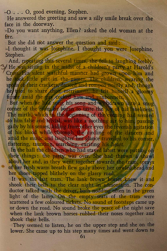 Y2T7782 
 Page 61. Pigment ink print of a watercolour painting on page 209 of James Joyce A Portrait of the Young Man as an Artist. Limited edition of 30.