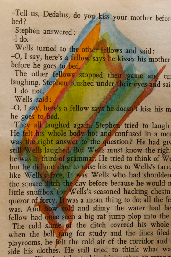 Y2T7759 
 Page 10. Pigment ink print of a watercolour painting on page 209 of James Joyce A Portrait of the Young Man as an Artist. Limited edition of 30.