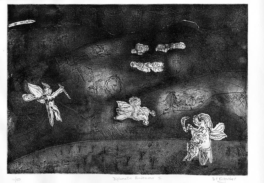 Untitled-11 
 Diplomatic Endeavour I. Etching. Intaglio and relief print. From a series of 50 variable edition prints from this A3 approximate size copper plate.