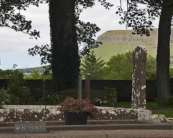 WY2T5356 
 WB Yeats grave Sligo with Benbulben mountain in the background.