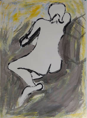 SOLD 400px Y2T7239 
 Untitled. Indian ink, gesso and water colour on paper. A1 size.